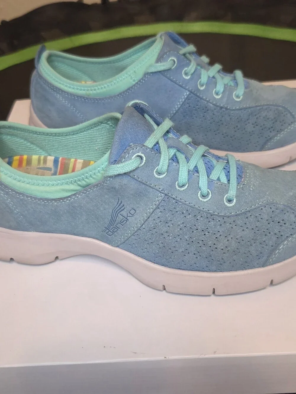 Dansko Women’s Size 39 (8.5 US) Elise Blue & Green Suede Casual Comfort Sneakers